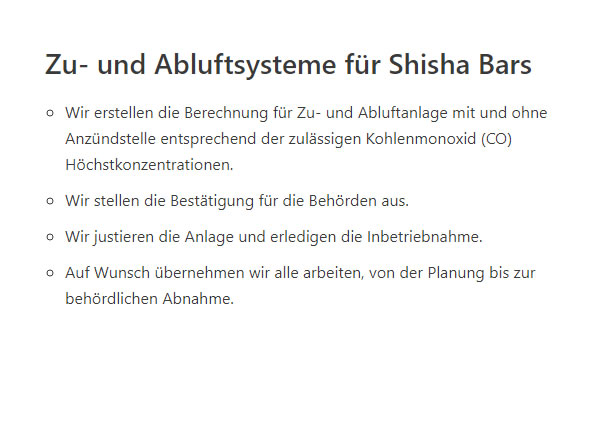 Zu und Abluftsysteme fuer Shisha Bars im Raum  Heilbronn